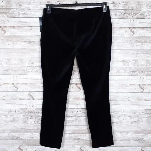Ralph Lauren Velvet Pants Sz 14 Black Womens Side Zip 49A - Picture 4 of 6